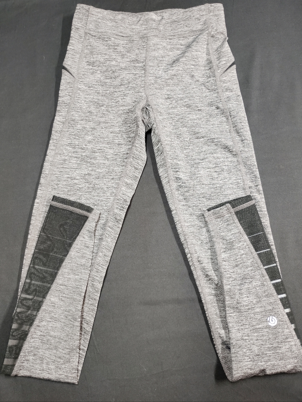 Champion Gray Heather Leggings with Black Contrast Panels